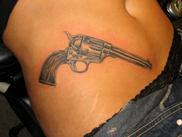 Beautiful Revolver Tattoo For Girls