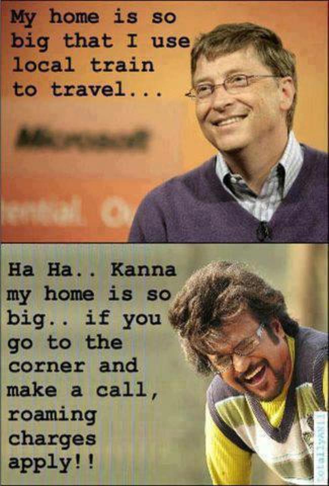 Bill Gates Vs Rajinikanth Very Funny Jokes Picture