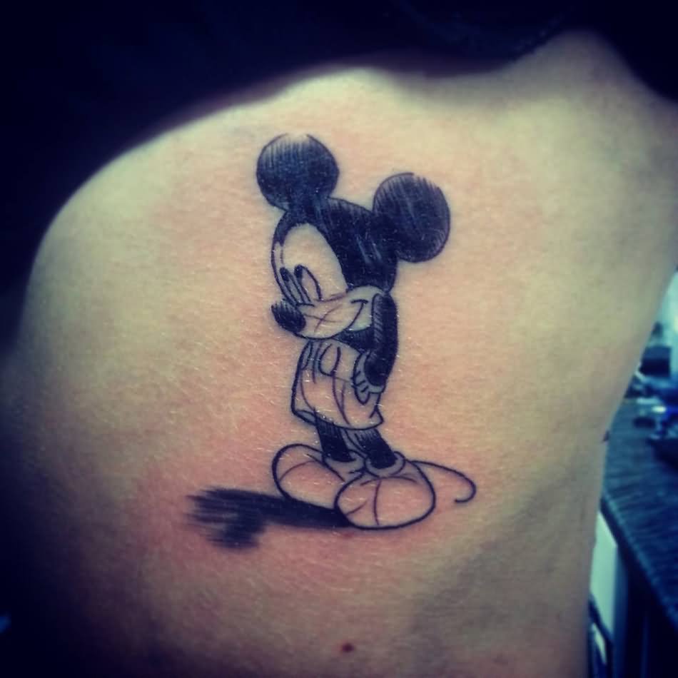 Black And White Mickey Mouse Tattoo Design Idea