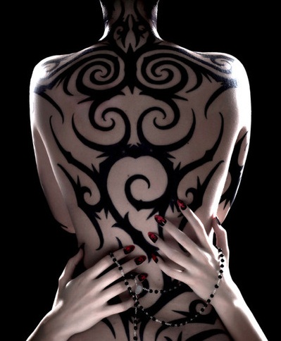 Black Tribal Design Tattoo On Full Back By Rubelle