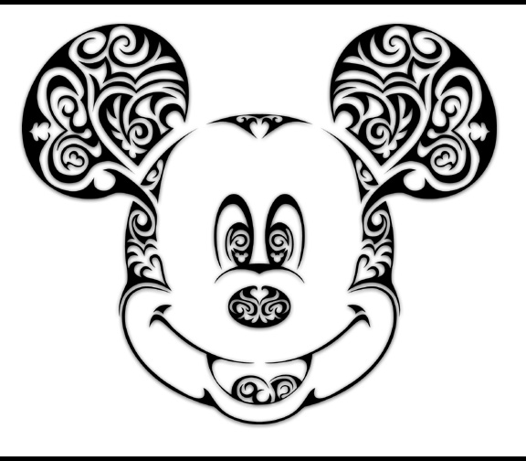 Black Tribal Mickey Mouse Tattoo Design
