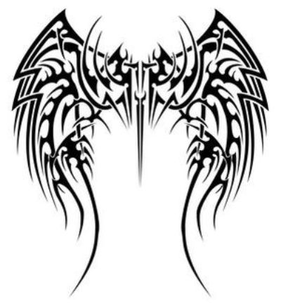 Black Tribal Wings Tattoo Design For Full Back