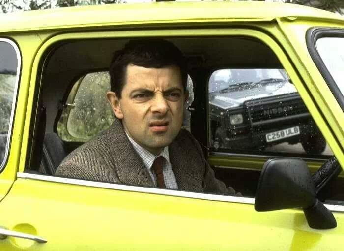 Car Driving Mr Bean With Upset Face Expression Funny Picture