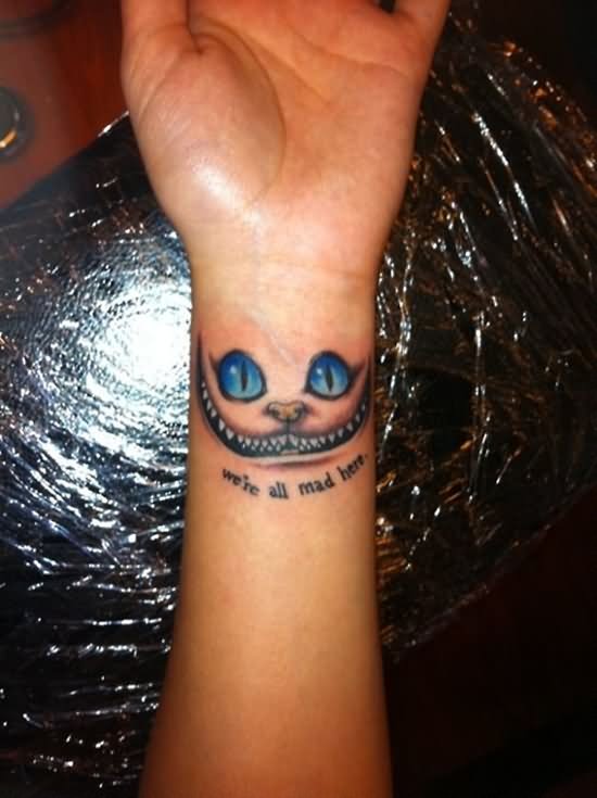 Cheshire Cat Tattoo On Left Wrist