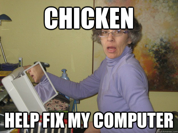 Chicken Help Fix My Computer Funny Computer Meme Photo