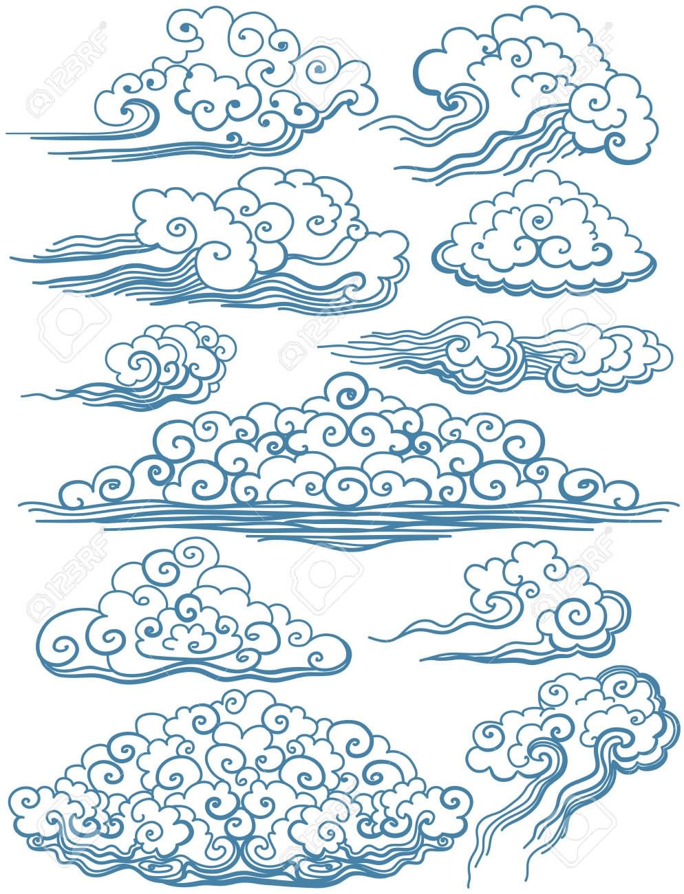 Classic Japanese Clouds Tattoo Designs