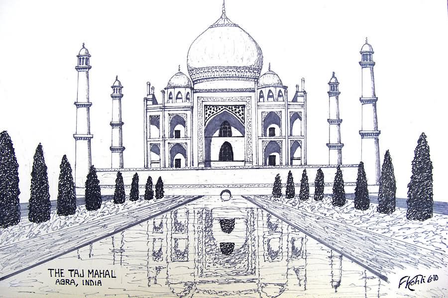 Classic Taj Mahal Tattoo Design By Frederic Kohli