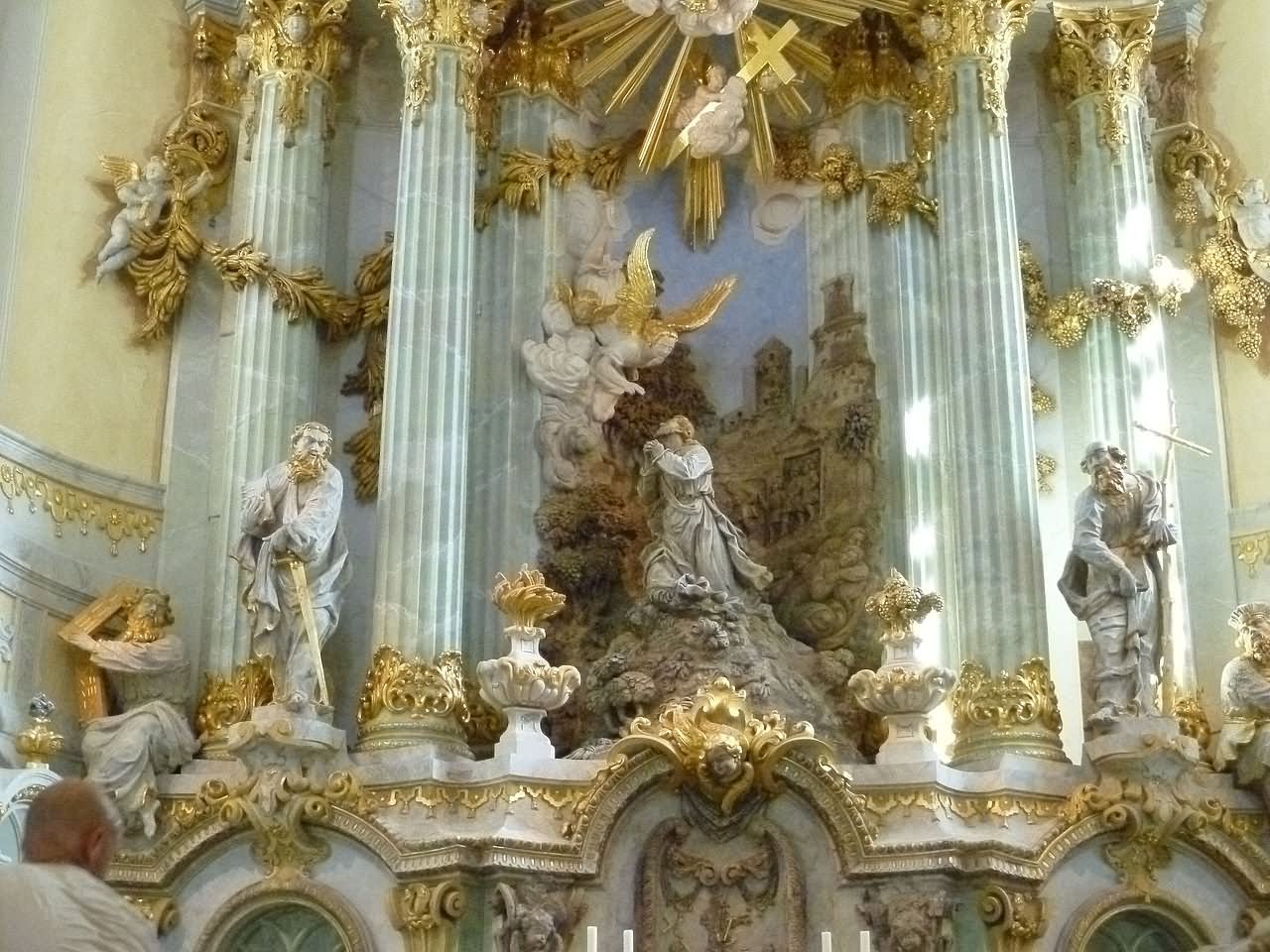 Closeup Of Altar Inside The Frauenkirche Dresden In Germany