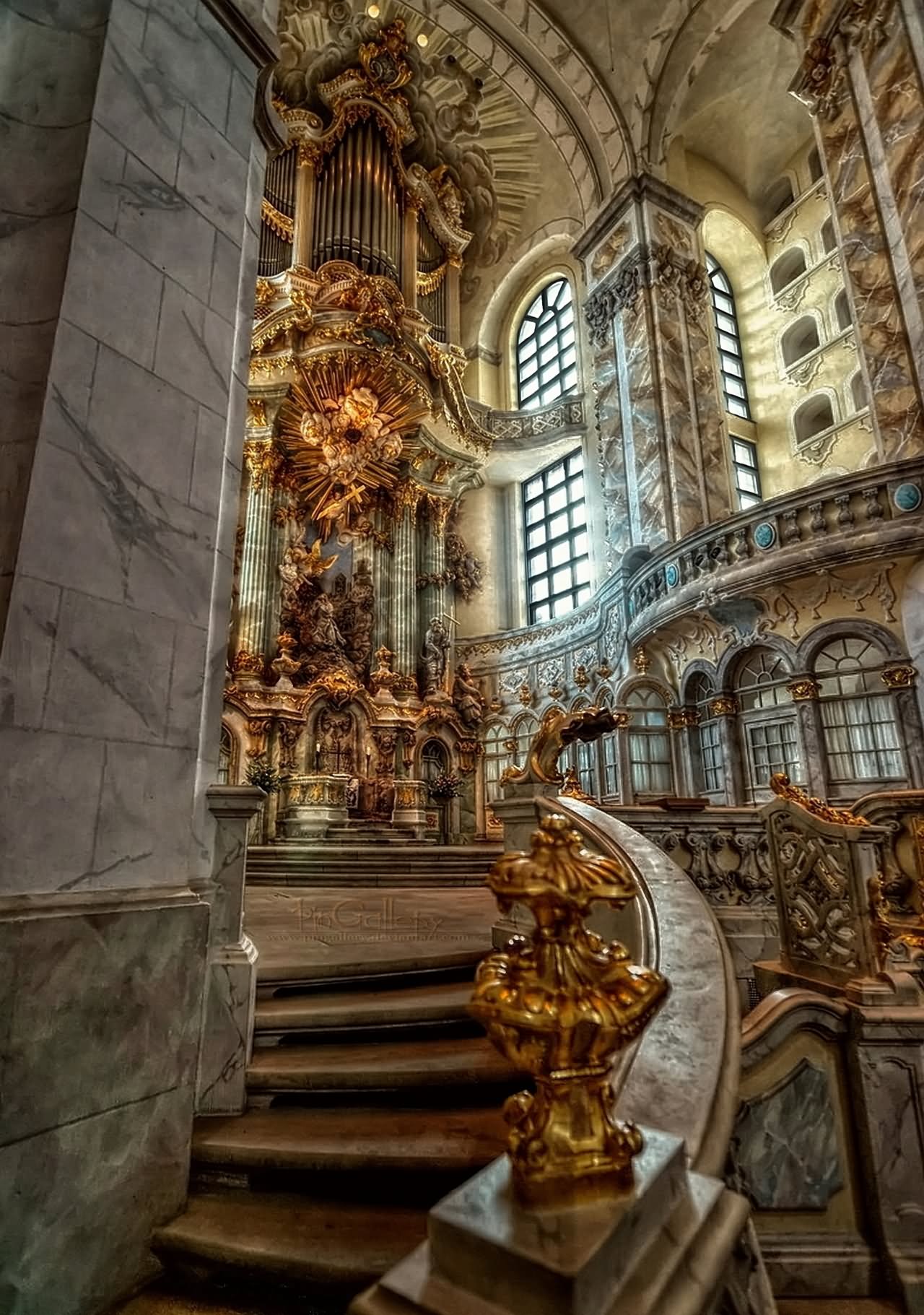 Closeup Of Architecture Inside The Frauenkirche Dresden