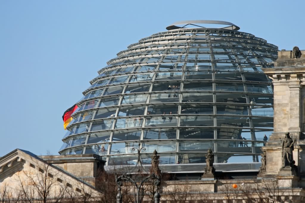 Closeup Of The Dome On The Reichstag Building In Berlin