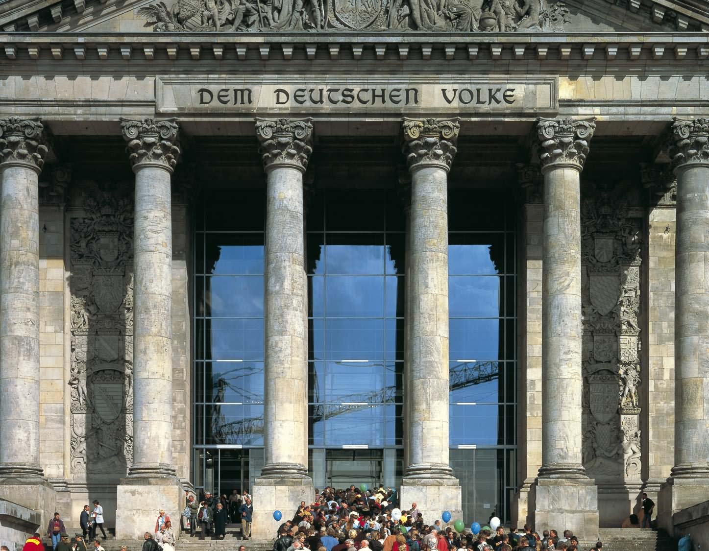 Closeup Of The Front Columns Of Reichstag Buildings