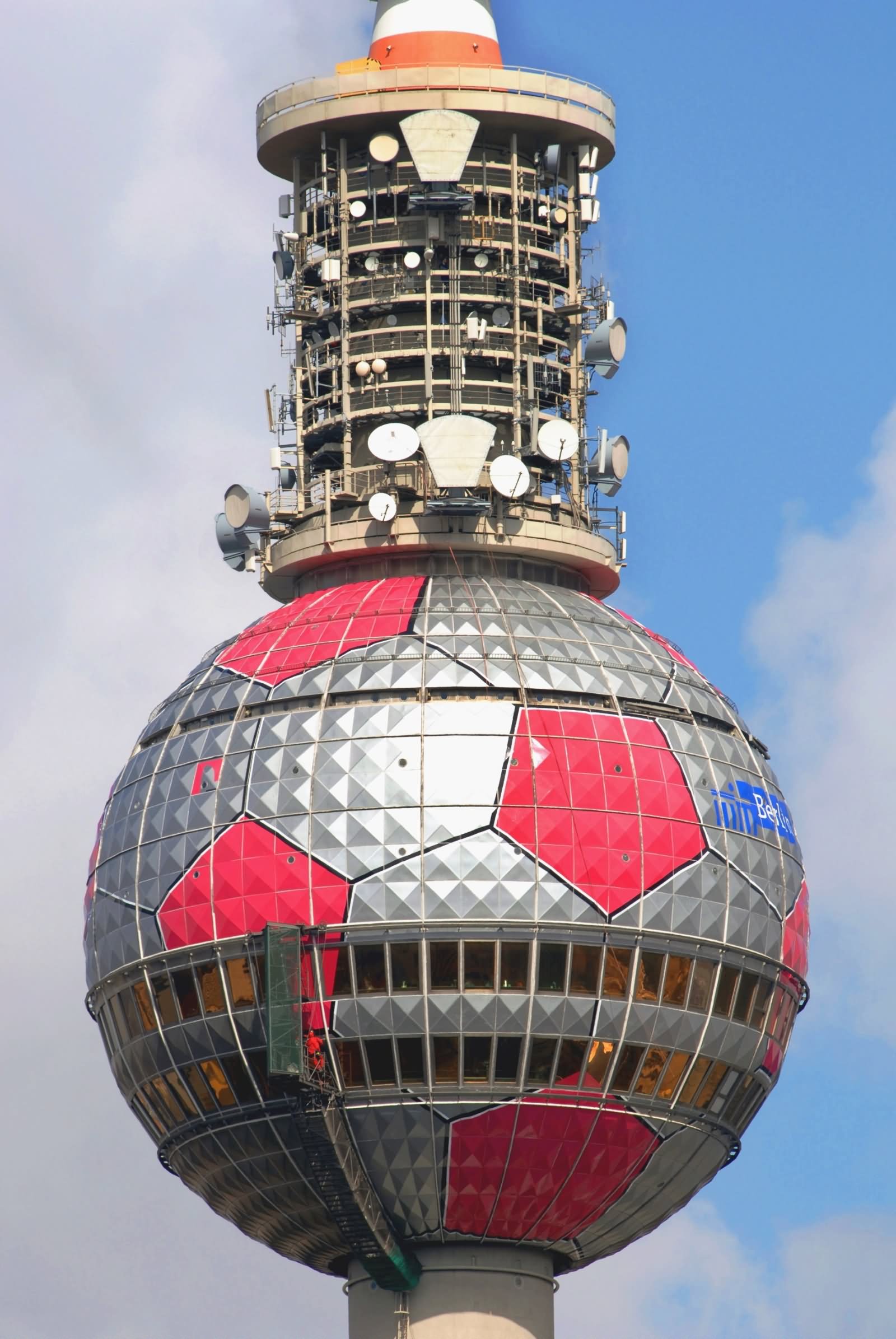 Closeup Of The Stainless Steel Dome Of The Fernsehturm Berlin Tower