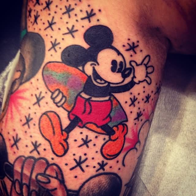 Colored Mickey Mouse Tattoo Idea