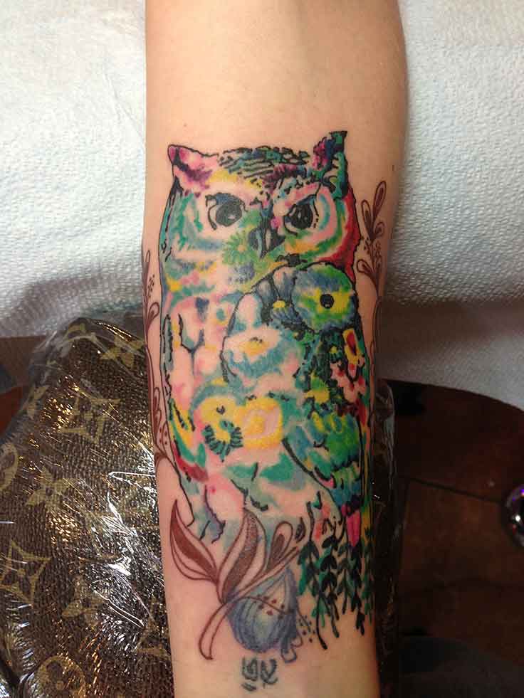 Trippy Owl Tattoo
