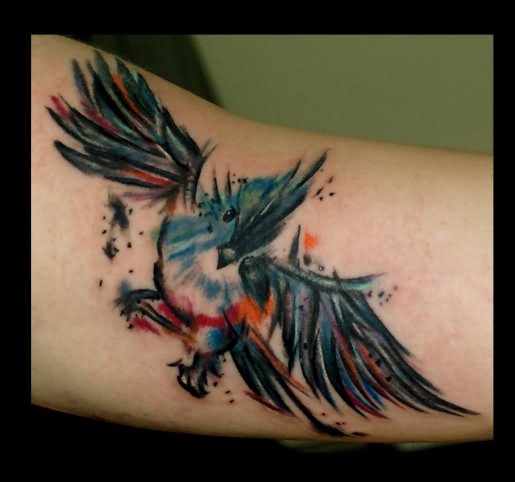 Cool Abstract Bird Tattoo Design For Sleeve