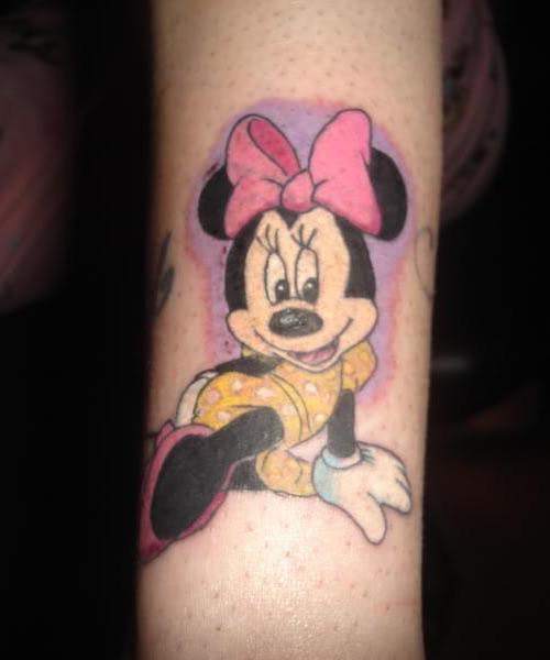 Cute Minnie Mouse Tattoo On Arm