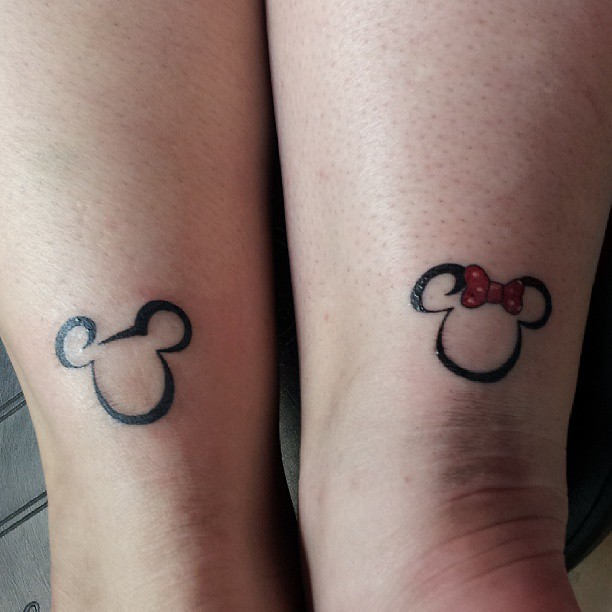 Cute Outline Mickey Mouse Tattoos