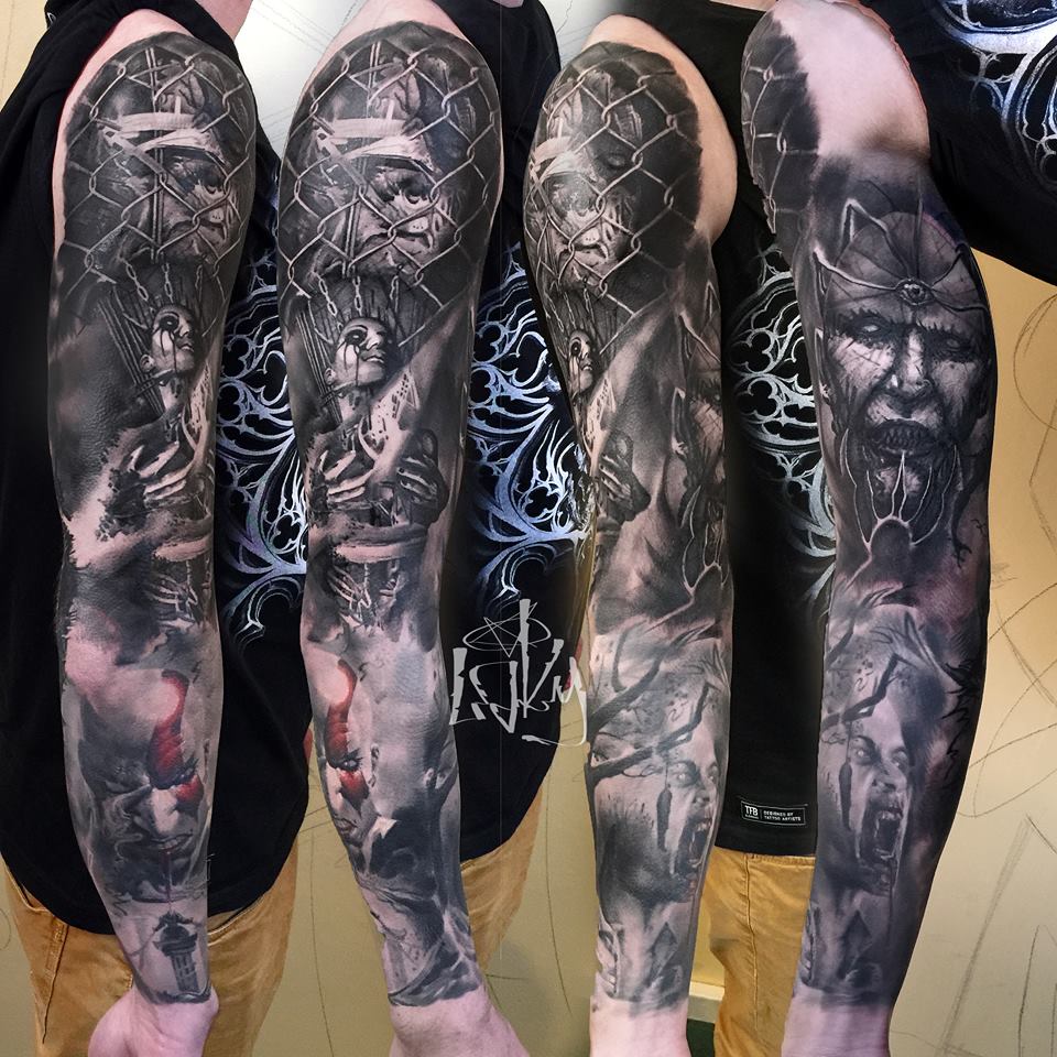 Dark Ink Sleeve Tattoo
