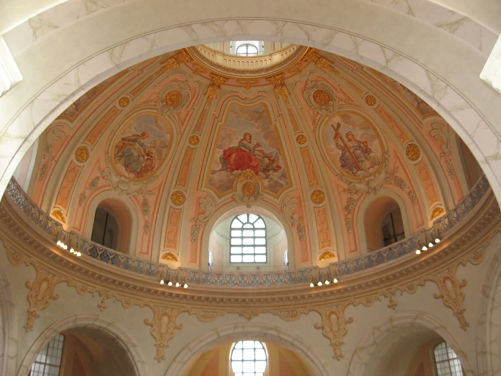 Dome Inside The Frauenkirche Dresden In Germany