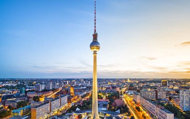 Fernsehturm Berlin Tower At Dusk