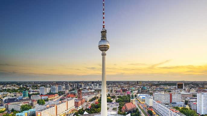 Fernsehturm Berlin Tower During Sunset
