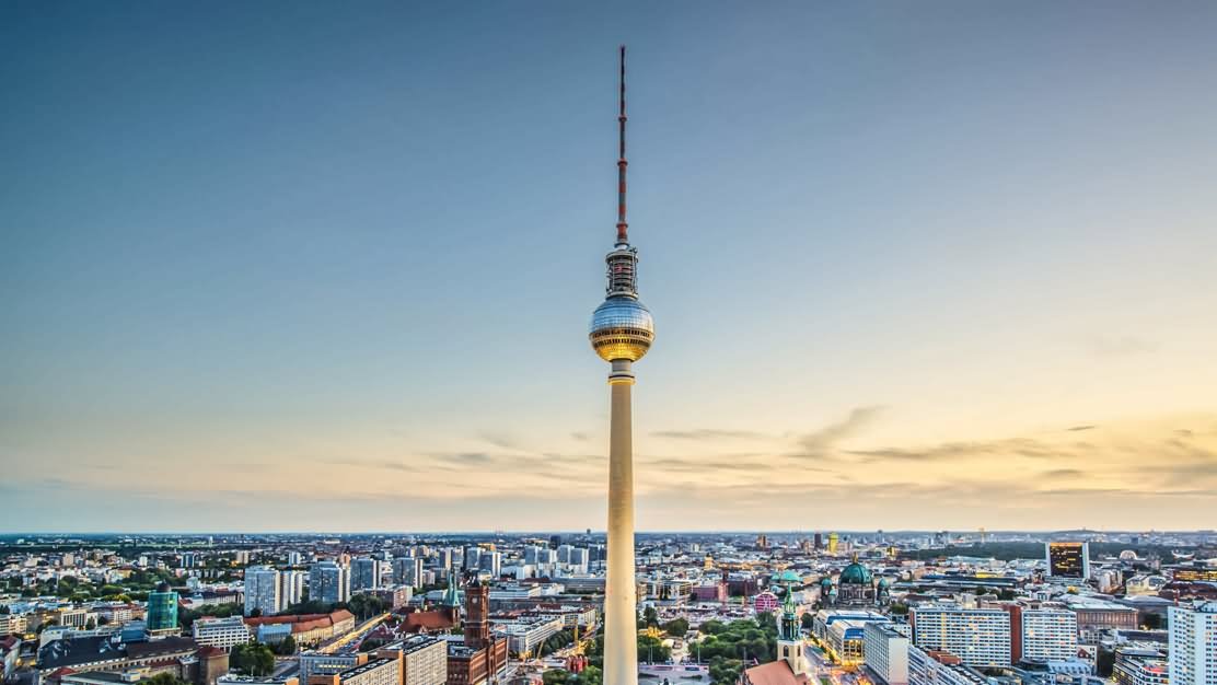 Fernsehturm Berlin Tv Tower During Sunest