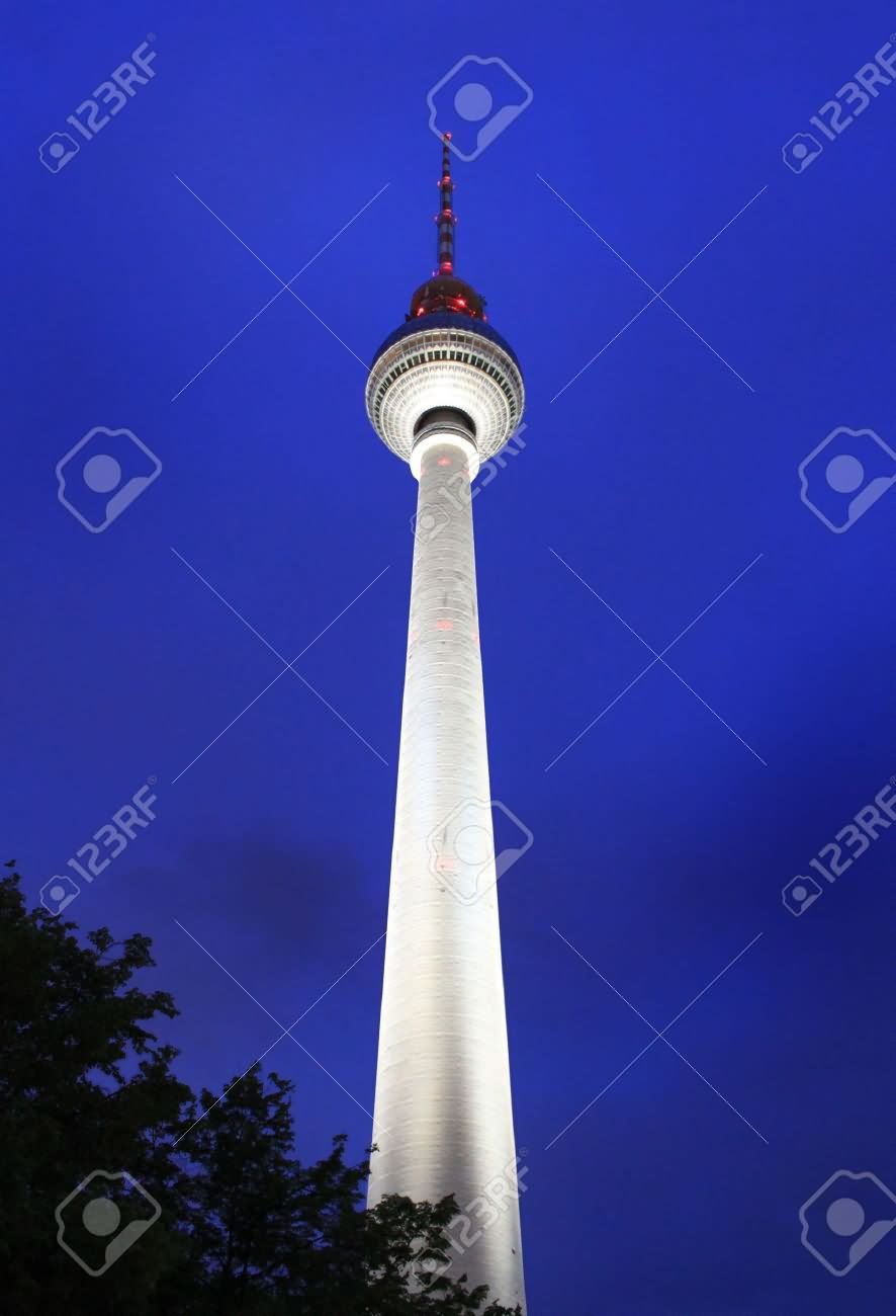 Fernsehturm Tower In Berlin At Night