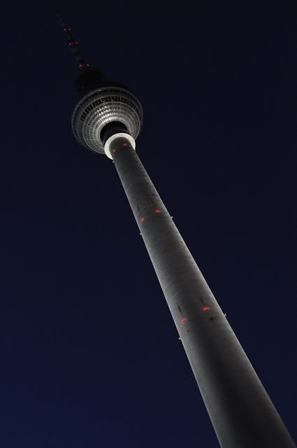 Fernsehturm Tower View From Below At Night