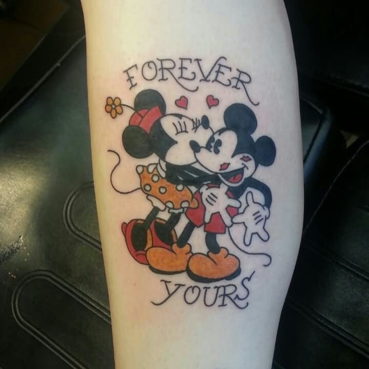 Forever Yours Mickey Mouse Tattoo On Leg
