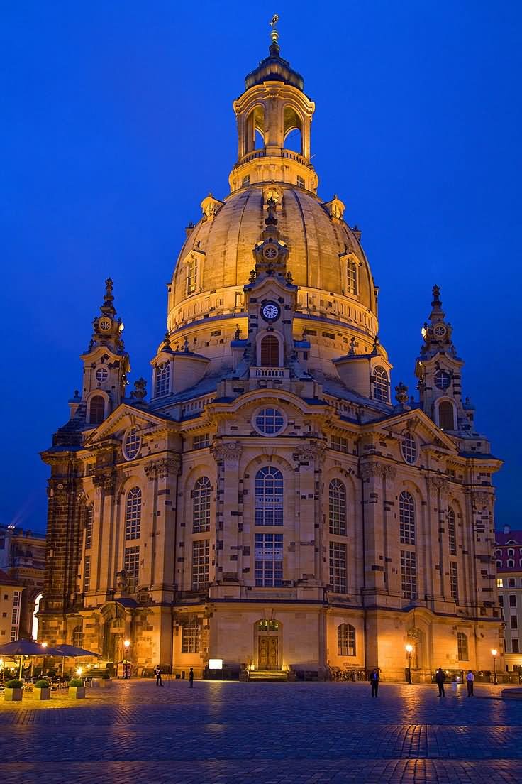 Frauenkirche Dresden Lit Up At Night