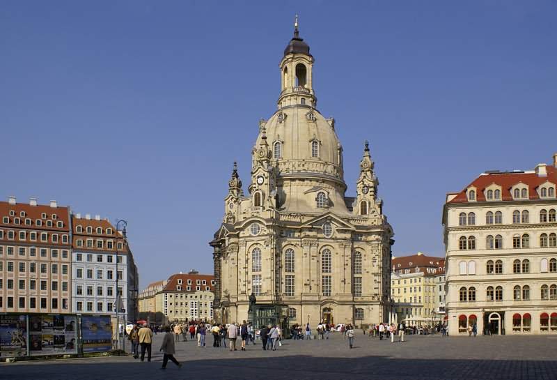 Front Facade Of The Frauenkirche Dresden In Germany