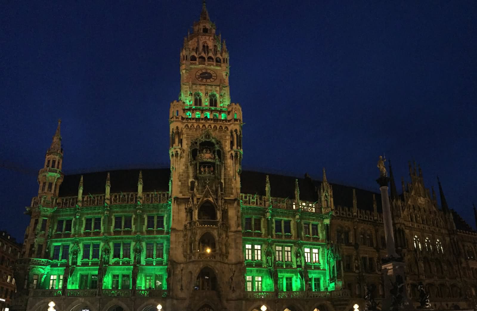 Front View Of The Neues Rathaus During Night Picture