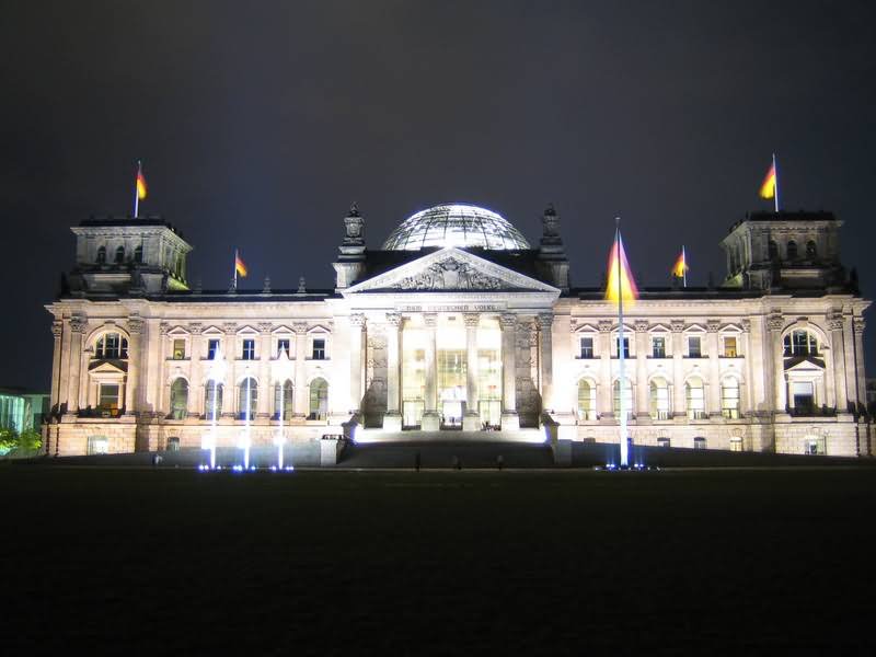 Front View Of The Reichstag At Night