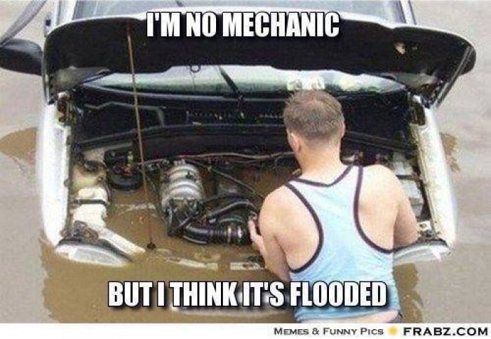 Funny Fail Meme I Am No Mechanic But I Think It's Flooded Photo