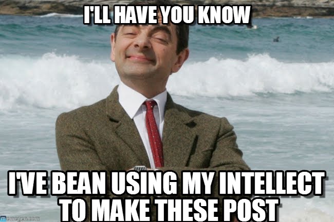 Funny Mr Bean Meme I Will Have You Know I Have Been Using My Intellect To Make These Post Picture