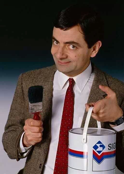 Funny Mr Bean With Paint Bucket And Brush Picture