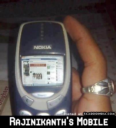 Funny Rajinikanth's Mobile Picture For Facebook