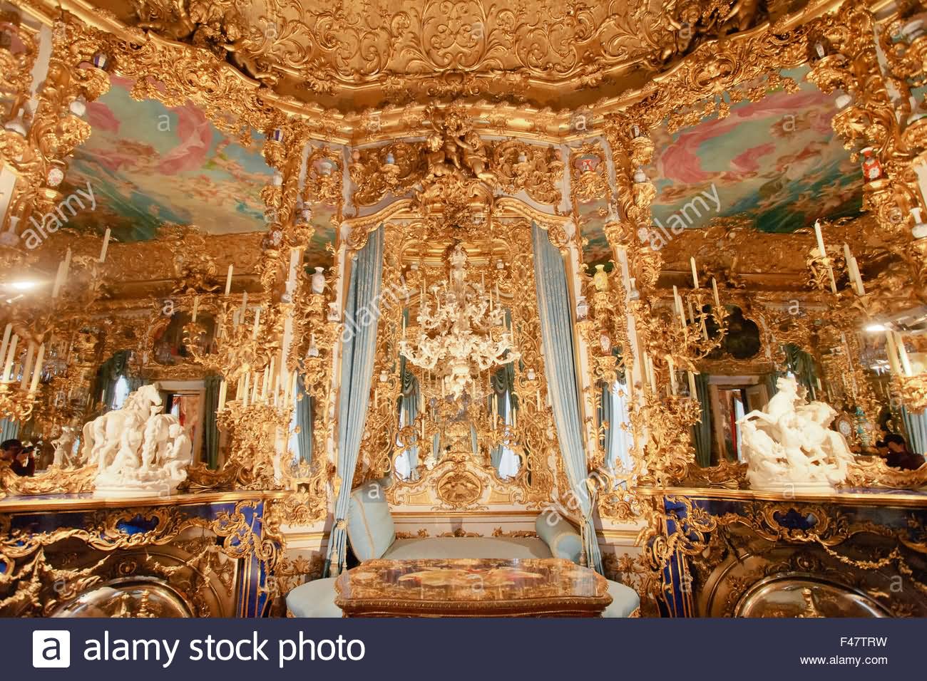 Hall Of Mirrors Inside The Linderhof Palace In Bavaria, Germany