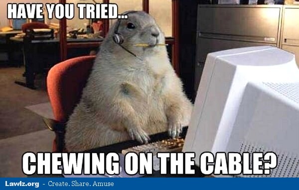 Have You Tried Chewing On The Cable Funny Computer Meme Image