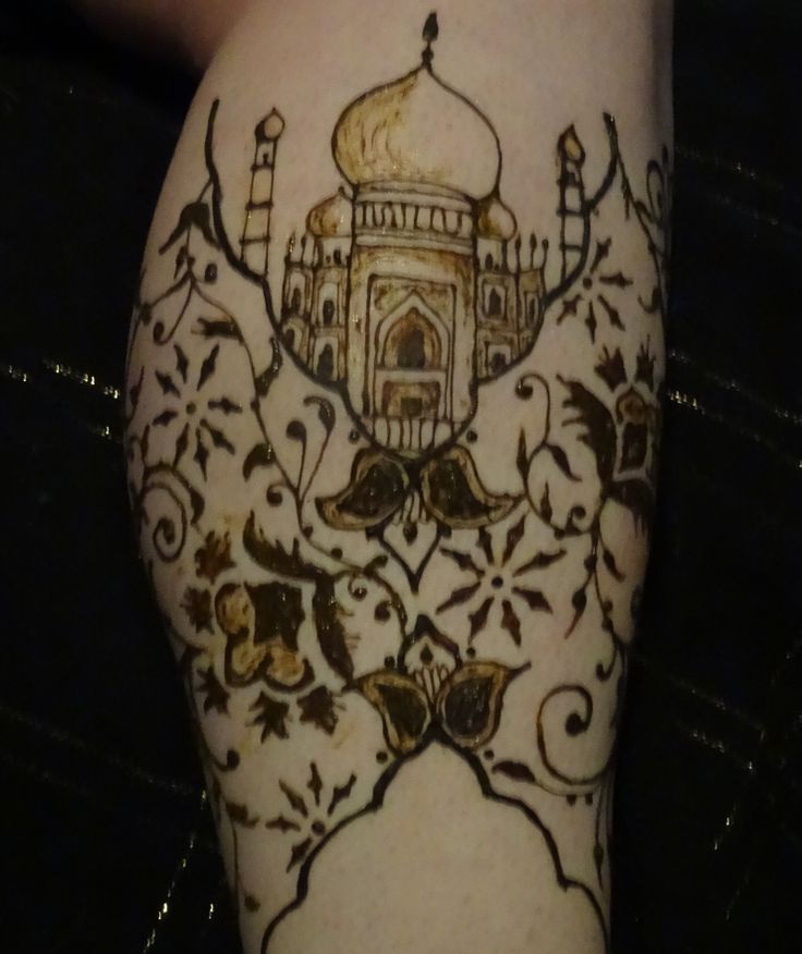 Henna Taj Mahal Tattoo Design For Leg Calf
