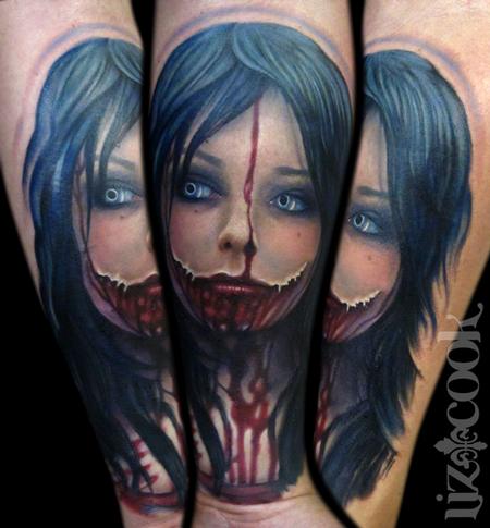 Horror 3D Girl Face Tattoo Design For Forearm