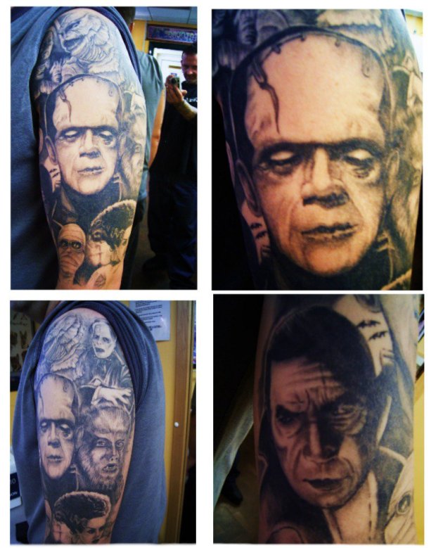 Horror Frankenstein Tattoo Design For Half Sleeve
