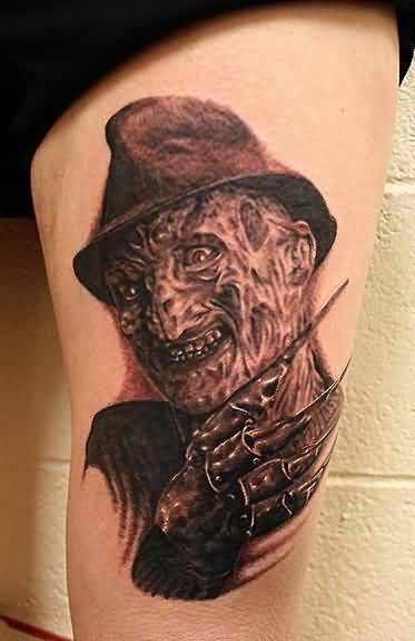 Horror Freddy Krueger Tattoo Design For Thigh
