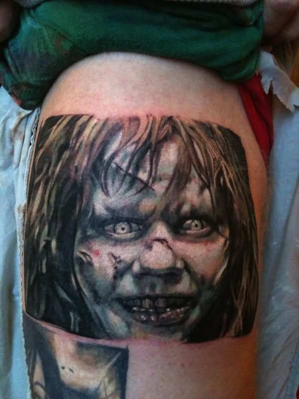 Horror Zombie Girl Face Tattoo Design By Guy Tinsley