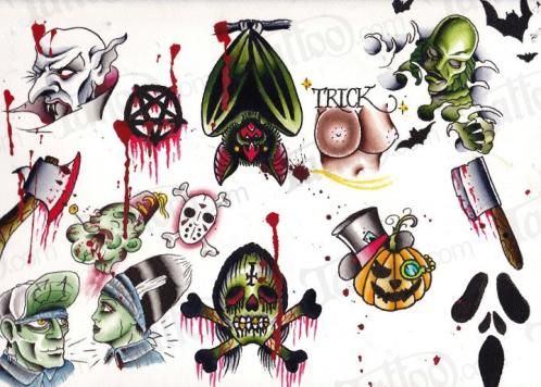 Horror Zombies Tattoo Flash