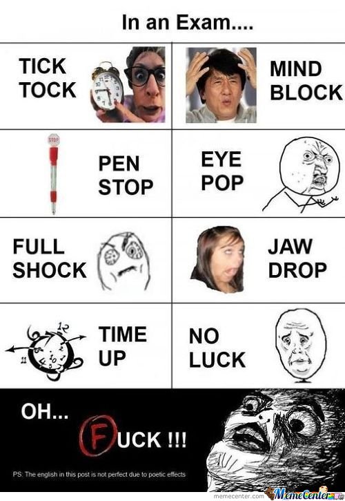 In An Exam Tick Tock Mind Block Pen Stop Eye Pop Funny Exam Meme Photo