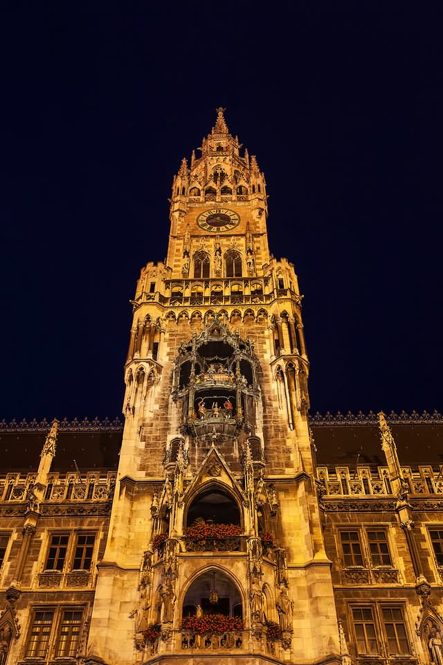 Incredible Night View Of The Neues Rathaus In Munich, Germany