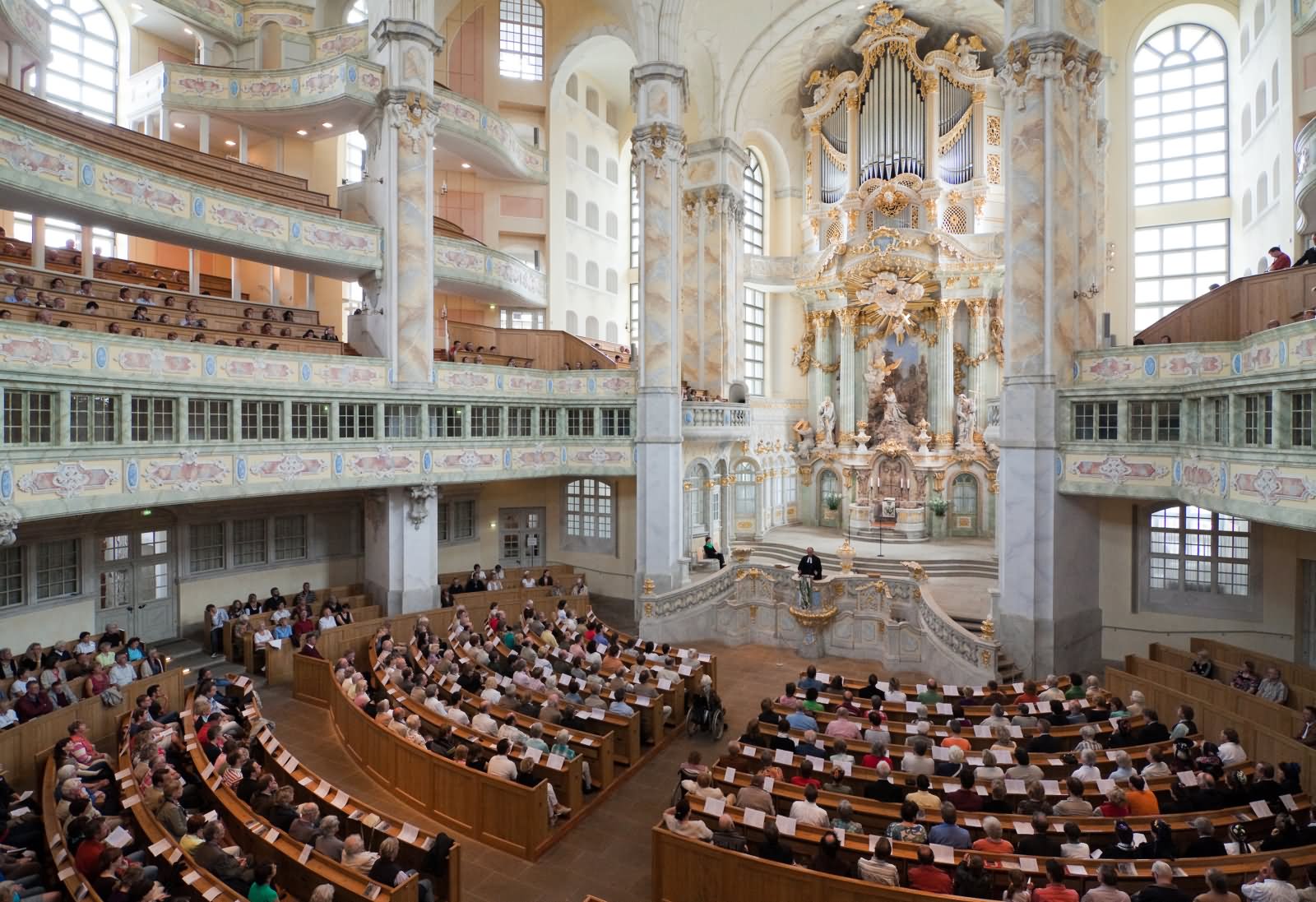 Inside Picture Of Frauenkirche Dresden During Mass