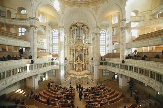 Interior Picture Of The Frauenkirche Dresden In Germany