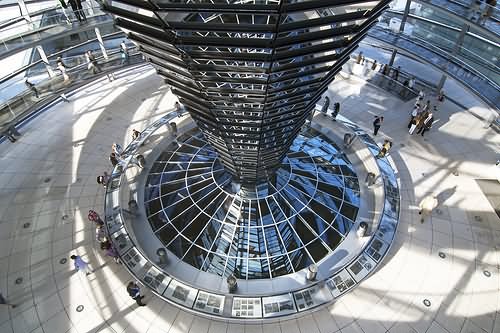 Interior View Of Dome Of Reichstag Building In Berlin, Germany